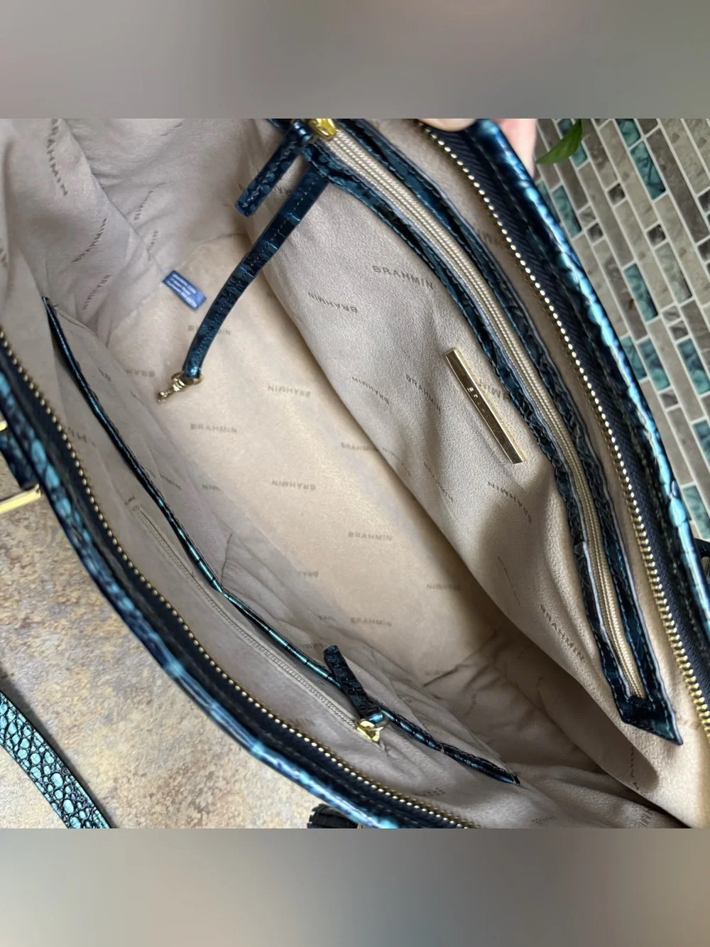 Brahmin Verdigris Medium Asher purse